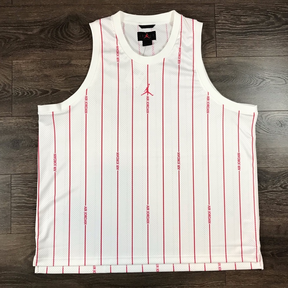 Air Jordan Men’s Michael Air Jordan White Athletic Sports Red Pin Stripe Jersey